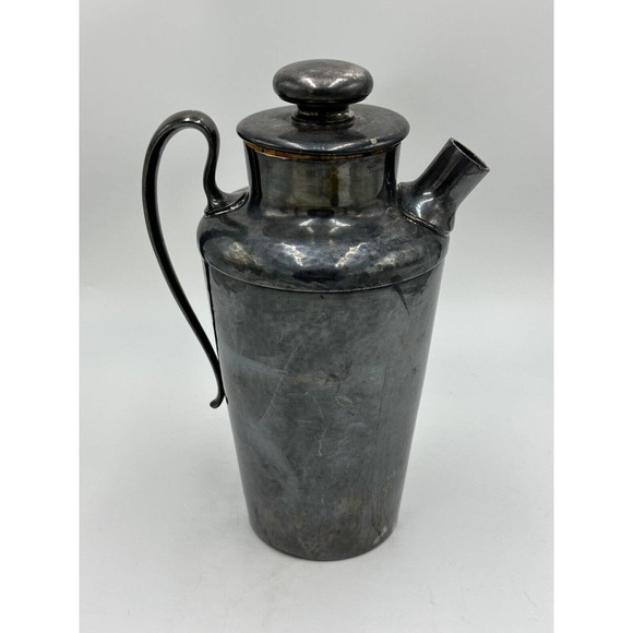 Vtg Meriden Cocktail Shaker Drink Mixer 313 Hand Hammered Silver Plated HEAVY - Picture 2 of 16